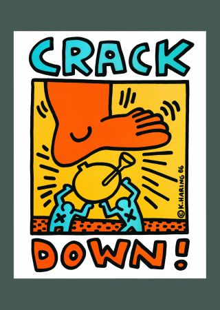 Litografia Haring - Keith Haring: 'Crack Down!' 1986 Offset-lithograph