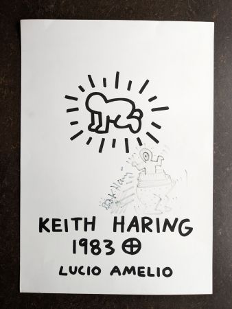 Litografia Haring - Keith Haring: 'Lucio Amelio' 1983 Offset-lithograph (Hand-signed)