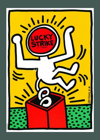 Litografia Haring - Keith Haring: 'Lucky Strike II' 1987 Offset-lithograph