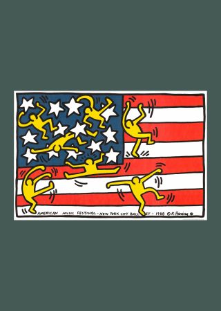 Litografia Haring - Keith Haring: 'New York City Ballet' 1988 Offset-lithograph