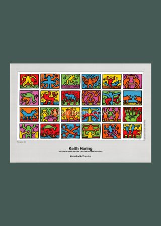 Litografia Haring - Keith Haring: 'Retrospect' 1990 Offset-lithograph