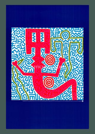 Litografia Haring - Keith Haring: 'Untitled (Blue)' 1999 Offset-lithograph