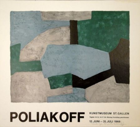 Litografia Poliakoff - Komposition in Grau, Grün und Blau / Composition grise, verte et bleu / Composition in grey, green and blue
