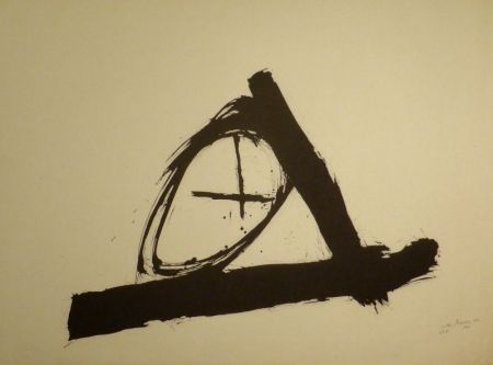 Litografia Bissier - Komposition mit Kreuz und Kreis