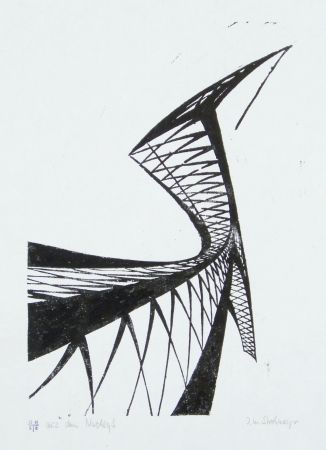 Linoincisione Strohmeyer - Kran (Crane)
