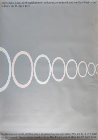 Serigrafia Flavin -  Kunsthalle Basel, fünf Installationen in fluoreszierendem Licht von Dan Flavin. 8. März bis 16. April 1975. 