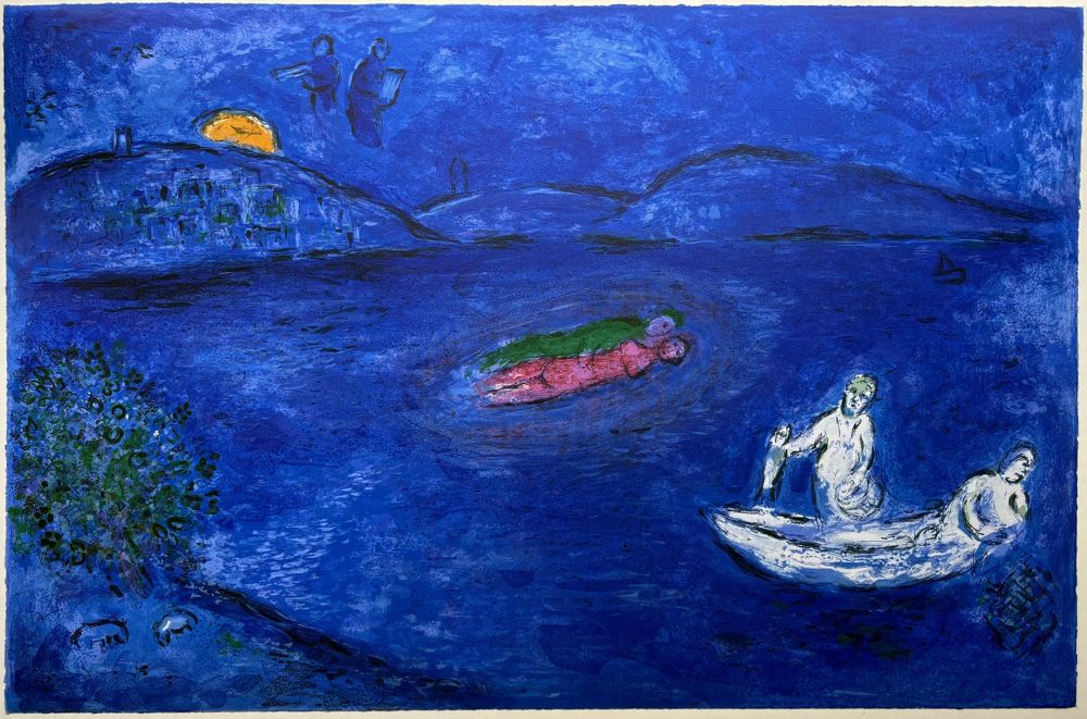 Litografia Chagall - L' ÉCHO  (de la suite Daphnis et Chloé - 1961)