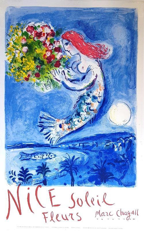 Litografia Chagall - La Baie des Anges Nice Soleil Fleurs