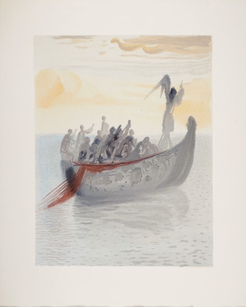 Incisione Su Legno Dali - La barque de Nocher, 1963