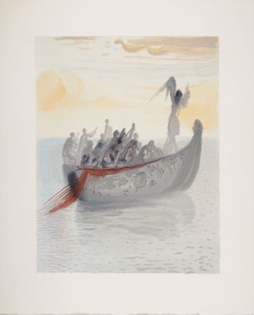 Incisione Su Legno Dali - La barque de Nocher, 1963
