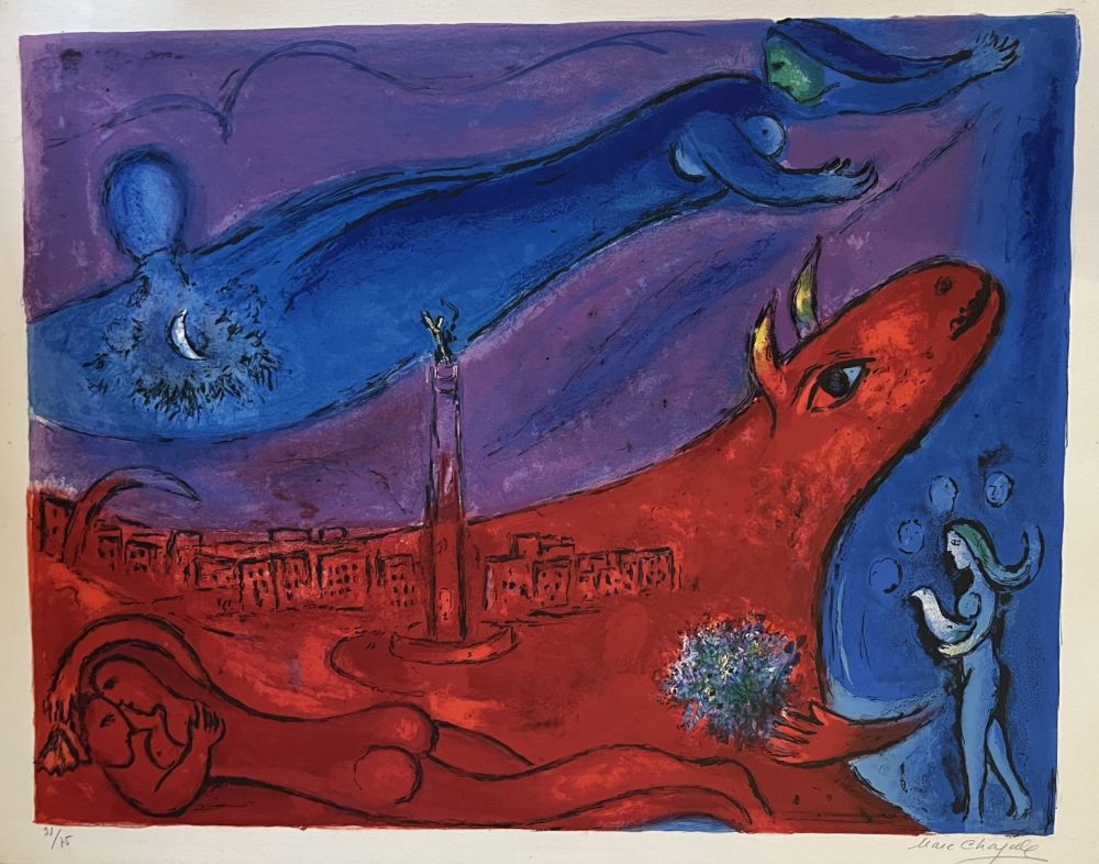 Litografia Chagall - La Bastille