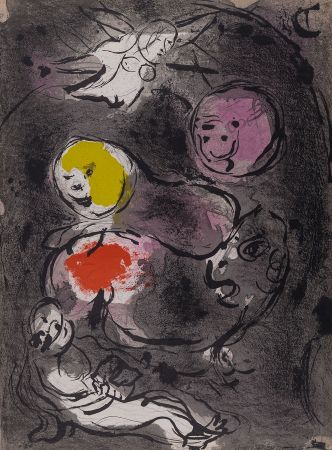 Litografia Chagall - La Bible : Le Prophète Daniel avec les lions, 1956