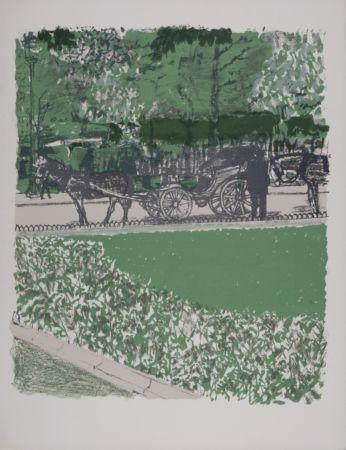 Litografia Brianchon - La Calèche dans le parc, 1962