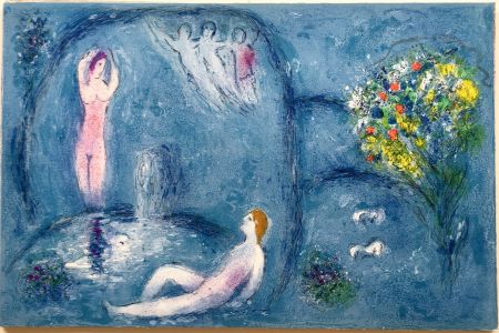 Litografia Chagall - LA CAVERNE DES NYMPHES (de Daphnis et Chloé - 1961)