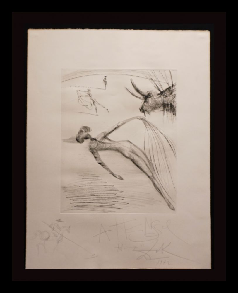 Incisione Dali - La Cogida y la Muerte with Original Drawing