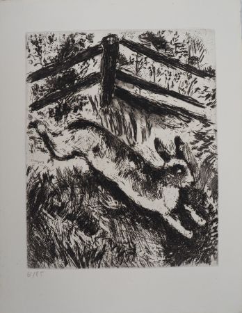 Incisione Chagall - La course du lièvre (Le lièvre et les grenouilles)