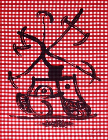 Litografia Miró - La Dame aux damiers (Lady with Checkers), 1969