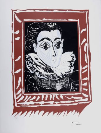 Litografia Picasso (After) - La Dame à la Collerette (Portrait de Jacqueline à la Fraise), circa 1970