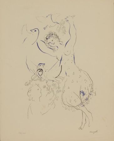 Litografia Chagall - LA DANSEUSE AUX OISEAUX