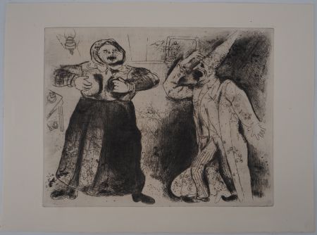 Incisione Chagall - La dispute (Dispute de Pliouchkine et de Mavra)