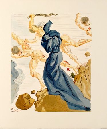 Incisione Su Legno Dali - La Divine Comédie - Enfer 15 - Les Margelles du Phlégéton