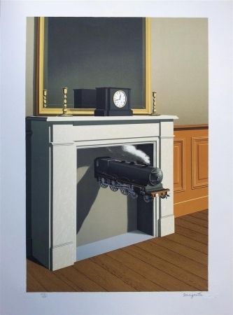 Litografia Magritte - La durée poignardée (Time Transfixed)