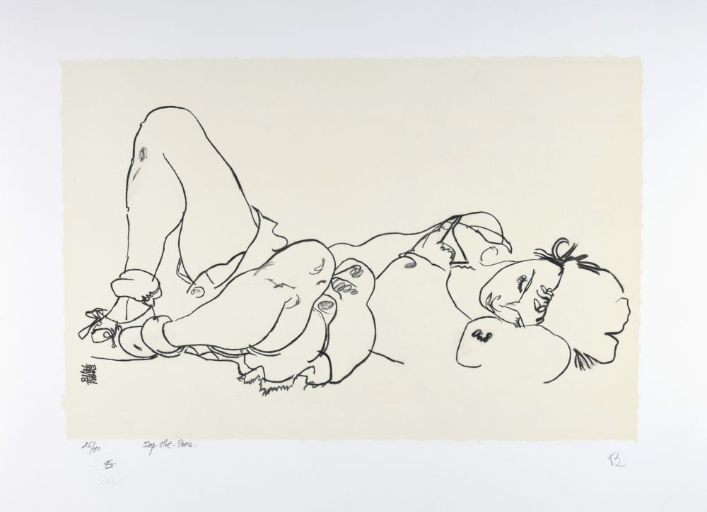 Litografia Schiele -  La femme allongée, 1918 | Reclining woman, 1918 (Liegende)