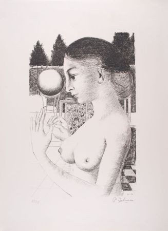 Litografia Delvaux - La Femme à la Boule