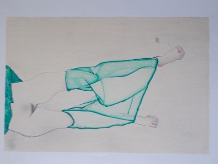 Litografia Schiele - La fille au bas vert