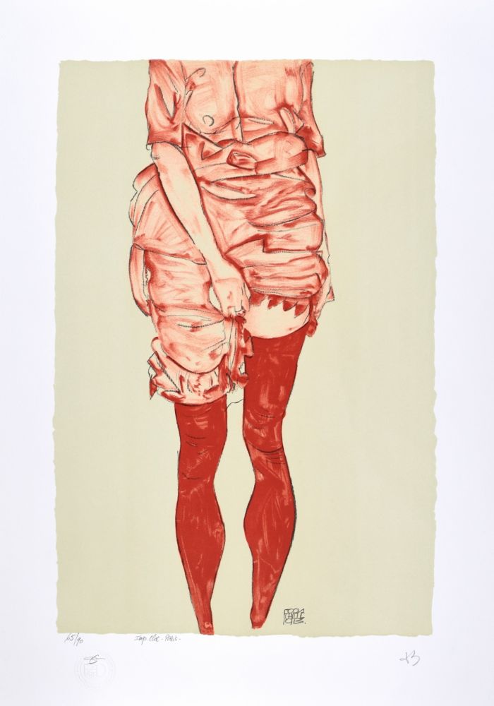 Litografia Schiele - La fille en rouge, 1913 | The girl in red, 1913