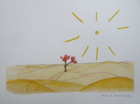 Litografia Saint-Exupéry - La fleur dans le désert