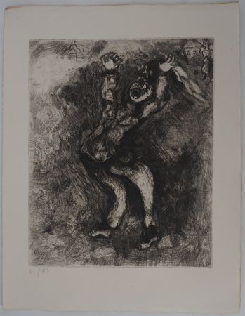 Incisione Chagall - La folie (Le fou qui vend la sagesse)
