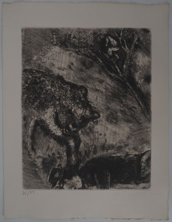 Incisione Chagall - La fuite (L'ours et les deux compagnons)