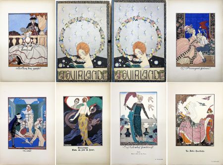 Libro Illustrato Barbier - LA GUIRLANDE. Album mensuel d’Art et de Littérature (1919-1921). Collection complète en 11 fascicules.