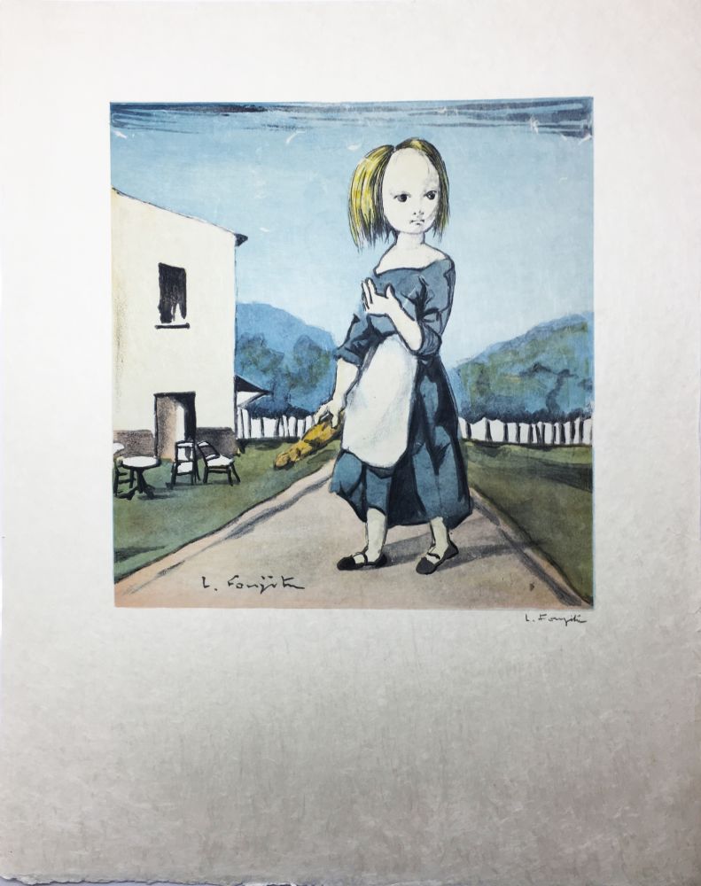 Litografia Foujita - La jeune fille au pain (1963)