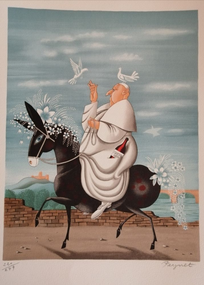 Litografia Peynet - La Mule du Pape