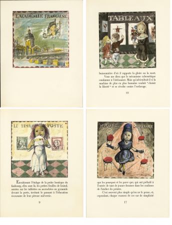 Libro Illustrato Foujita - LA MÉSANGÈRE (Jean Cocteau) 21 lithographies. 1963. Ex. de luxe avec soie signée et suite couleurs