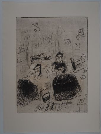 Incisione Chagall - La naissance de Tchitchikov