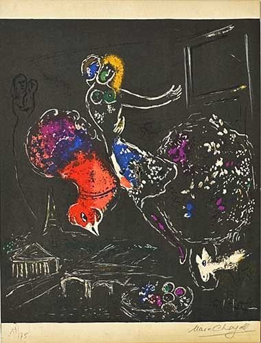 Litografia Chagall - La nuit à Paris