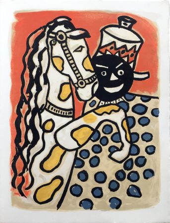 Litografia Leger - LA PARADE EQUESTRE II - Le cheval et le clown (CIRQUE. 1950)
