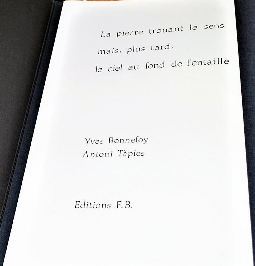 Libro Illustrato Tàpies - La Pierre Trouant Le Sens Mais, Plus Tard, Le Ciel Au Fond De l'Entaille.