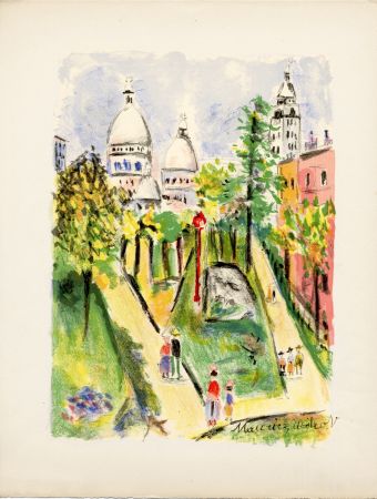 Litografia Utrillo - LA PLACE SAINT-PIERRE (le Sacré-Cœur). Épreuve pour Maurice Utrillo (1955)