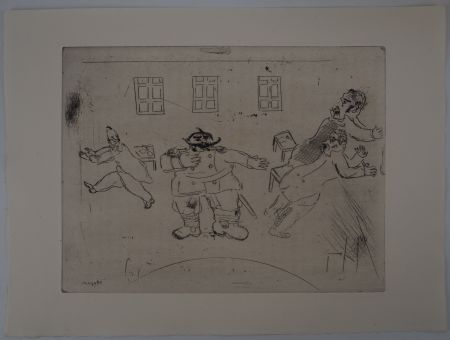Incisione Chagall - La présentation du nouveau chef (A la trésorerie, le nouveau chef)