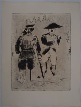 Incisione Chagall - La rencontre avec Napoléon (Kopéikine et Napoléon)