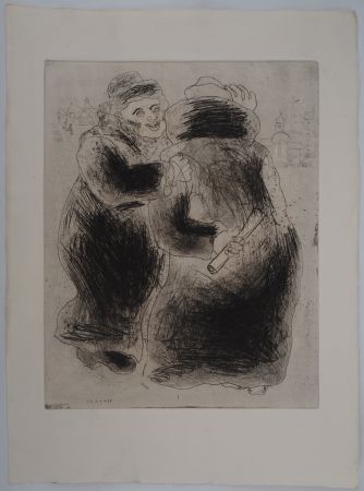 Incisione Chagall - La rencontre en Houppelande