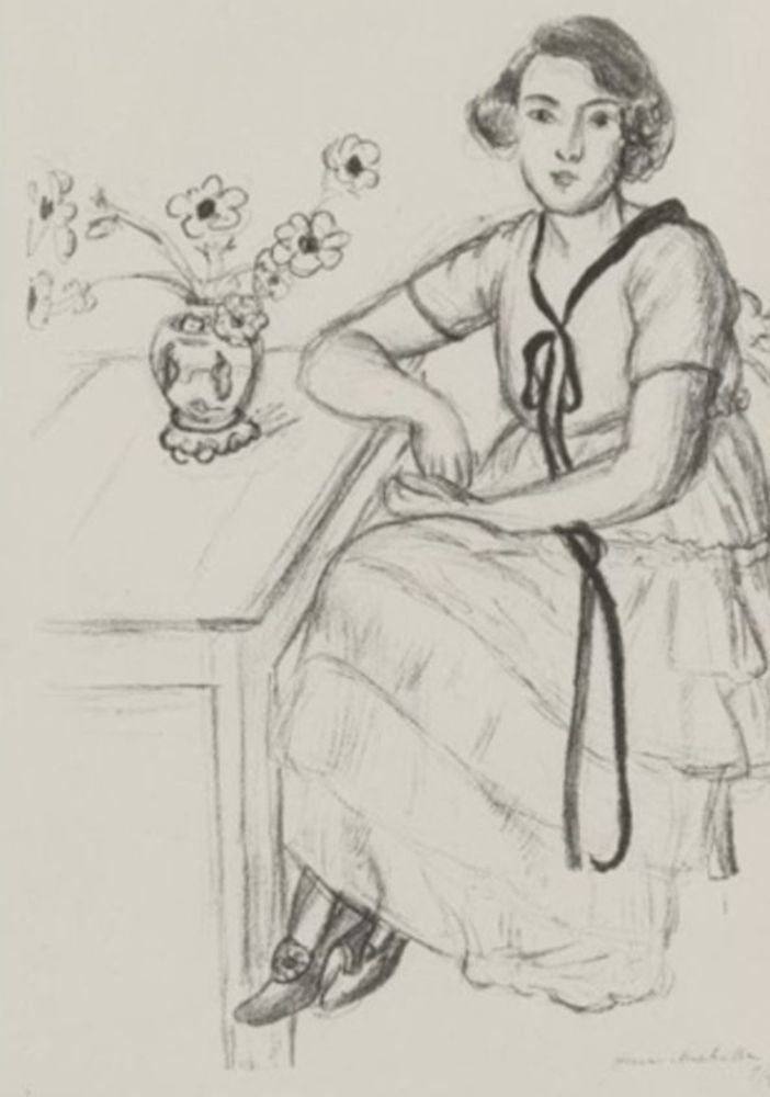 Litografia Matisse - La Robe Jaune Au Ruban Noir