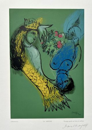 Incisione Su Legno Chagall - La Sirene