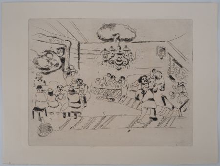Incisione Chagall - La taverne des artistes (Le traktir)