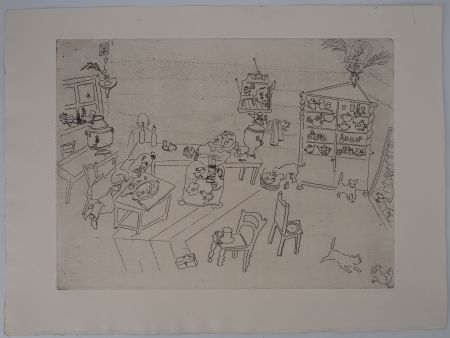Incisione Chagall - La taverne russe (Repas dans le traktir)