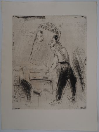 Incisione Chagall - La toilette de Tchitchikov
